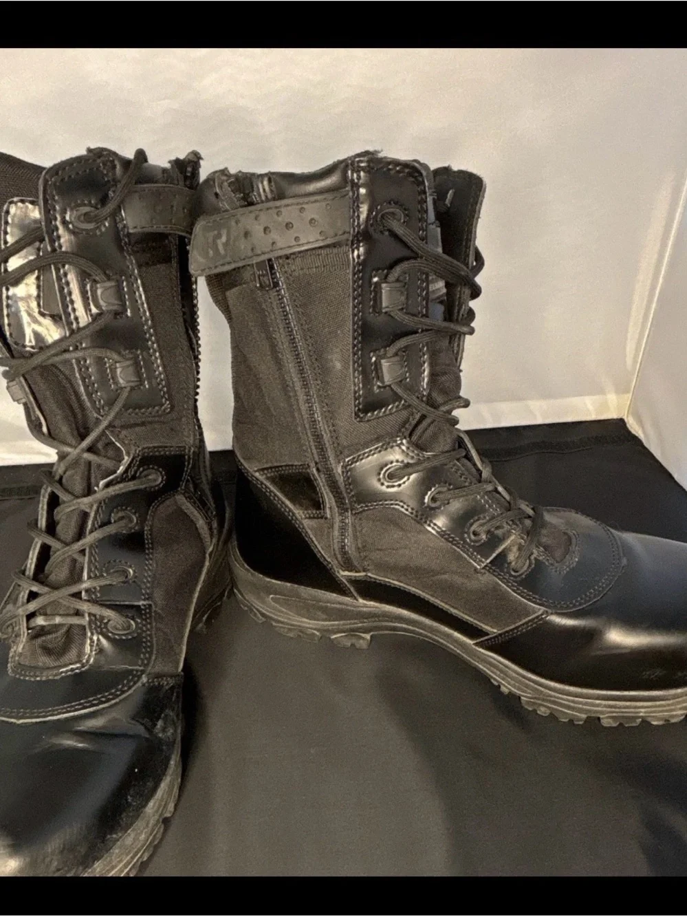 Tactical Research Black Lace-Up tactical Boots w Side-zip US men’s 12